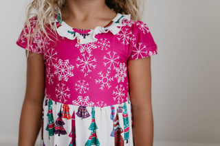 Girls Fuchsia Tree Holiday Christmas Lounge Gown: 10