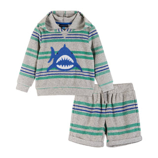 Andy & Evan French Terry Shark Hoodie Set | Gray