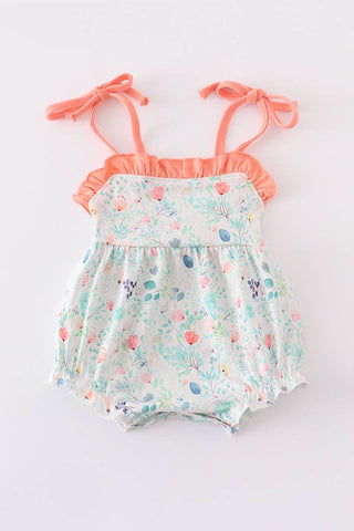 Honeydew green floral print girl bubble